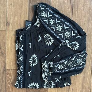 Dark Gray/Ivory Grand & Greene Long-Sleeve Blouse - Large